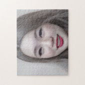 Portrait Brown Eyes Hair Lips Young Woman Puzzle (Vertikal)