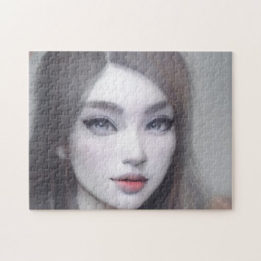 Portrait Brown Eyes Hair Lips Young Woman Puzzle (Horizontal)