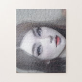 Portrait Brown Eyes Hair Lips Young Woman Puzzle (Vertikal)