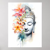 Portrait Buddha Charcoal Wasserfarben Art Poster (Vorne)