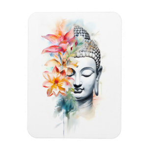Portrait Buddha Charcoal Wasserfarben Art Poster Magnet