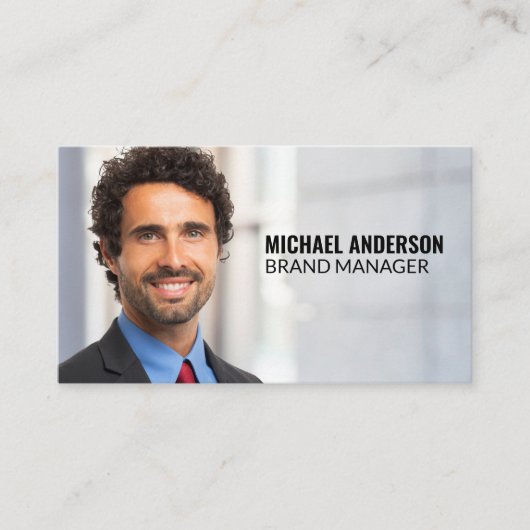 Portrait Business Man | Benutzerdefiniertes Hinzuf Visitenkarte (Vorderseite)