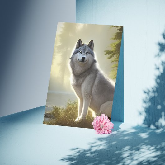 Portrait Card Holzwolf Karte