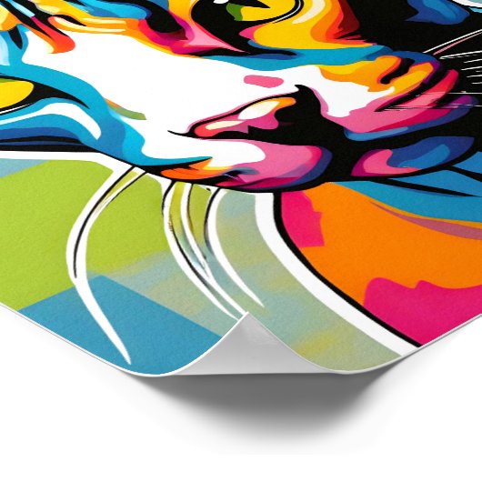 Portrait Cat Sphynx Pop Poster (Ecke)