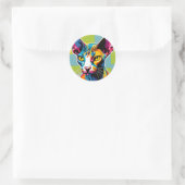 Portrait Cat Sphynx Pop Runder Aufkleber (Tasche)