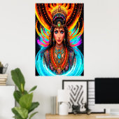 Portrait: Chalchiuhtlicue Aztec Goddess | AI Art Poster (Heimbüro)