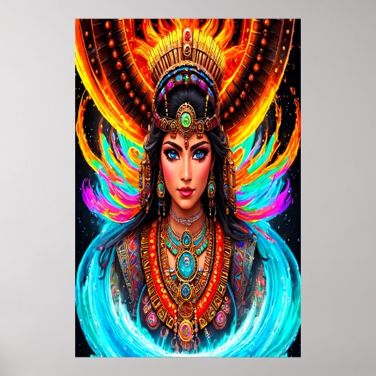 Portrait: Chalchiuhtlicue Aztec Goddess | AI Art Poster (Vorne)