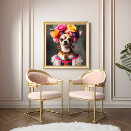 Portrait Chihuahua Frida Kalo Museum Meisterwerk Poster