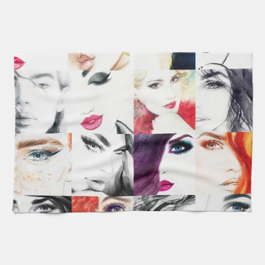Portrait Collage Illustration Geschirrtuch (Horizontal)
