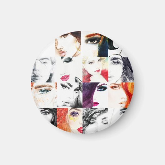 Portrait Collage Illustration Magnet (Vorne)