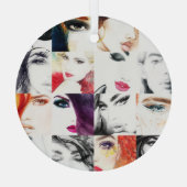 Portrait Collage Illustration Ornament Aus Glas (Rückseite)