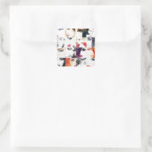 Portrait Collage Illustration Quadratischer Aufkleber (Tasche)