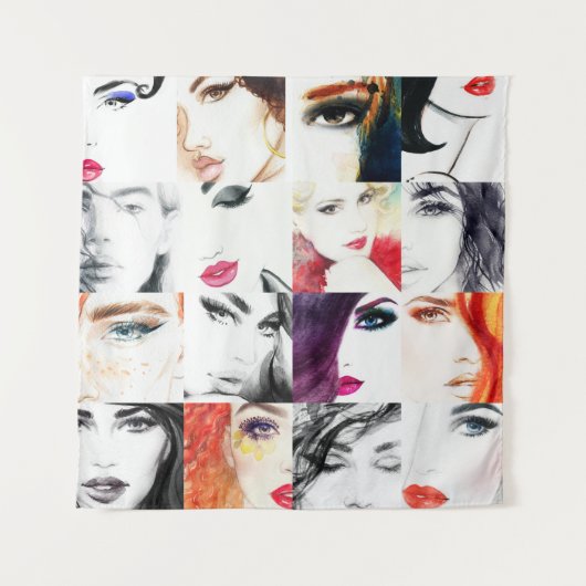 Portrait Collage Illustration Wandteppich (Vorderseite)
