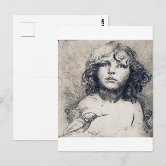 Portrait (Copper print), Alphonse Mucha Postkarte (Vorne/Hinten)