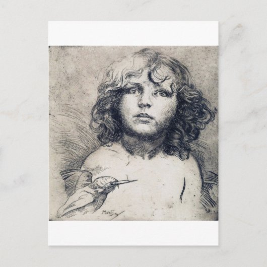 Portrait (Copper print), Alphonse Mucha Postkarte (Vorderseite)