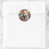 Portrait Cubist Terrier Dog Runder Aufkleber (Tasche)