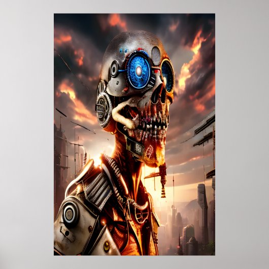 Portrait Cyberpunk skeleton | AI Art Poster (Vorne)