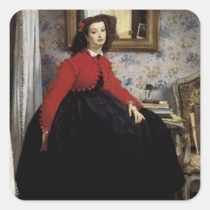 Portrait de Jeune Femme en Veste Quadratischer Aufkleber