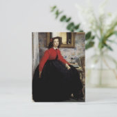 Portrait de Jeune Femme en Veste Rouge Postkarte (Stehend Vorderseite)