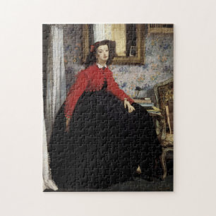 Portrait de Jeune Femme en Veste Rouge Puzzle