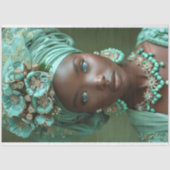 Portrait Decoupage der Smaragdgrünen Afrikanerin Seidenpapier (Vorderseite)