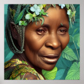 Portrait der Caribbean Queen Black Woman Blume Poster (Vorne)