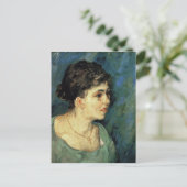 Portrait der Frau in Blau, Van Gogh Fine Art Postkarte (Stehend Vorderseite)