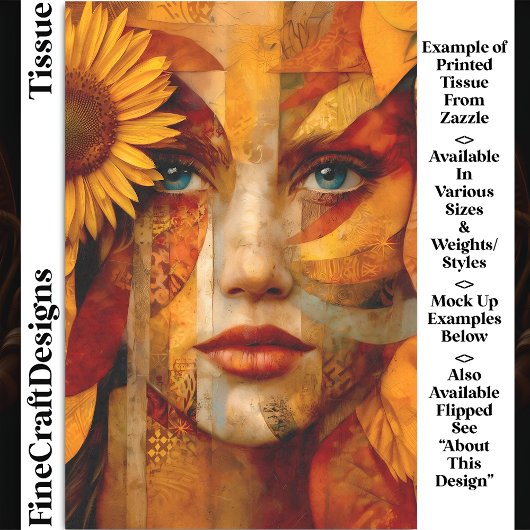 Portrait der Frau mit Sonnenblume DS8L Decoupage Seidenpapier