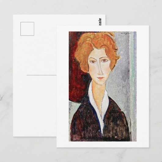 Portrait der Frau, Modigliani Postkarte (Vorne/Hinten)