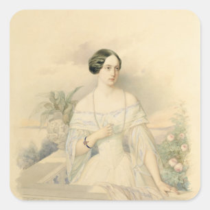 Portrait der Großherzogin Olga Nikolaevna, 1846 Quadratischer Aufkleber