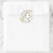 Portrait der Herbstmädchen Quadratischer Aufkleber (Tasche)