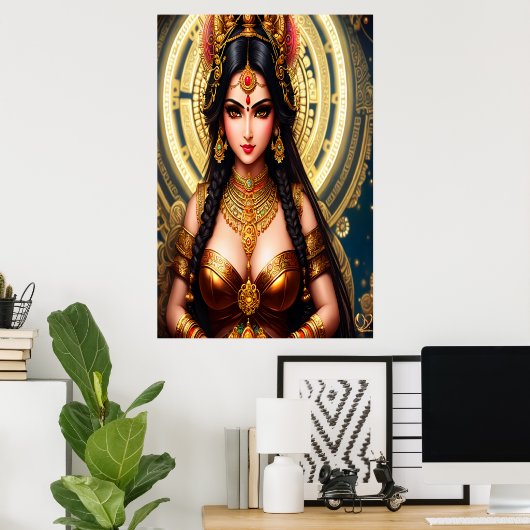Portrait der hinduistischen Göttin Lakshmi | Art d Poster (Heimbüro)