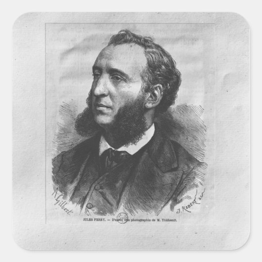Portrait der Jules Ferry Quadratischer Aufkleber (Vorderseite)