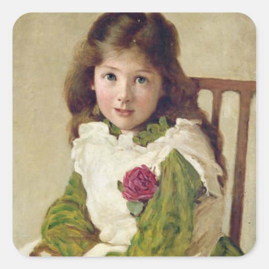 Portrait der Künstlertochter (Öl auf Leinwand) Quadratischer Aufkleber (Vorderseite)