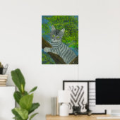 Portrait der Niedlichen Grün-mit Augen Katze in Bä Poster (Heimbüro)