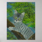 Portrait der Niedlichen Grün-mit Augen Katze in Bä Poster (Vorne)