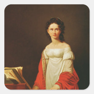 Portrait der Sängerin Anna Borunova, 1821 Quadratischer Aufkleber