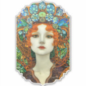 Portrait der schönen Frau im Stil eines verkleidet Aufkleber (Vorderseite)