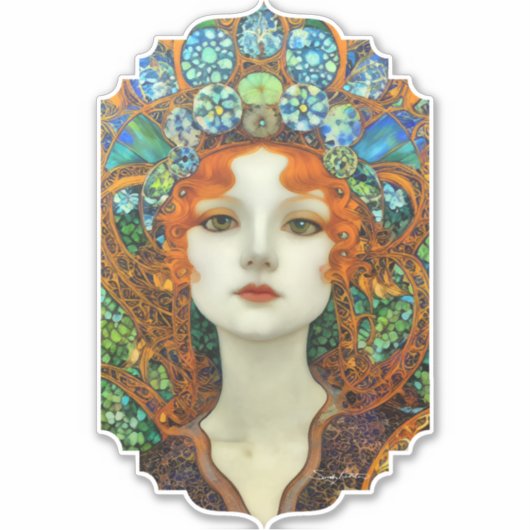 Portrait der schönen Frau im Stil eines verkleidet Aufkleber (Vorderseite)