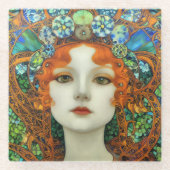 Portrait der schönen Frau im Stil eines verkleidet Glasuntersetzer (Vorderseite)