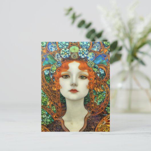 Portrait der schönen Frau im Stil eines verkleidet Postkarte (Stehend Vorderseite)