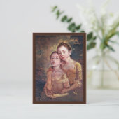 Portrait der Töchter des Malers mit einer Katze Postkarte (Stehend Vorderseite)