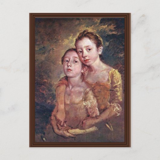 Portrait der Töchter des Malers mit einer Katze Postkarte (Vorderseite)