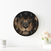 Portrait des afrikanischen Löwen Große Wanduhr (Zuhause)