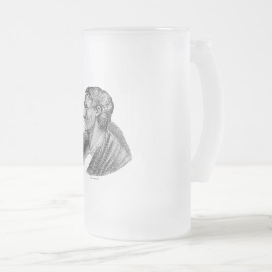 Portrait des antiken griechischen Philosophen Aris Mattglas Bierglas (VorderseiteRechts)