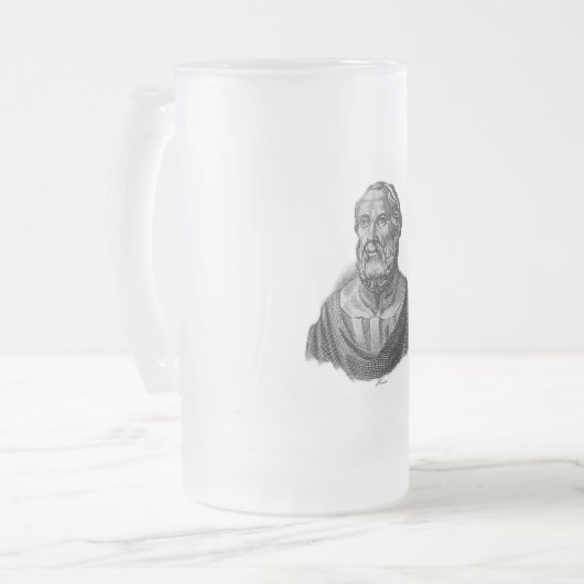 Portrait des antiken griechischen Philosophen Plat Mattglas Bierglas (Vorderseite Links)