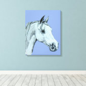 Portrait des Arabischen Pferdepfarrens auf blauem Leinwanddruck (Insitu (Holzboden))