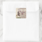 Portrait des Faksimiles von Geoffrey Chaucer von Quadratischer Aufkleber (Tasche)