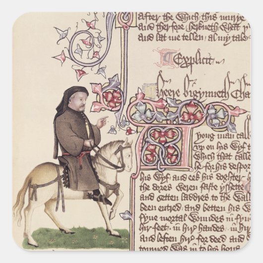 Portrait des Faksimiles von Geoffrey Chaucer von Quadratischer Aufkleber (Vorderseite)