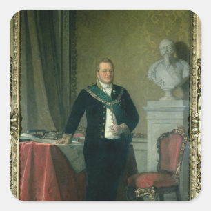 Portrait des Grafen Camillo Berso von Cavour Quadratischer Aufkleber